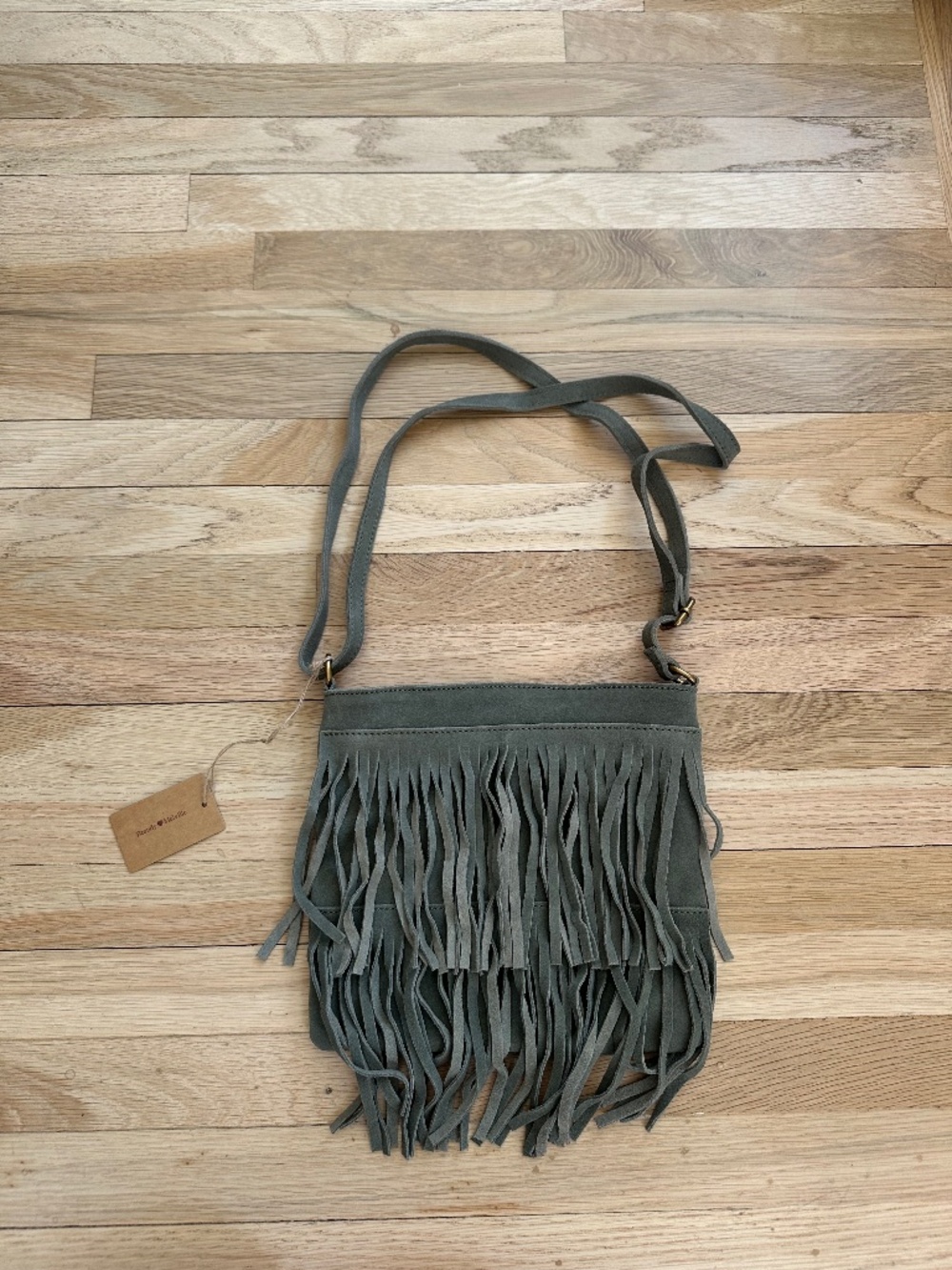 Brandy Melville green fringe purse bag